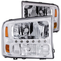 FORD F-250 Super Duty 1999-2004 Crystal Strålkastare Krom Med LED 1st ANZO